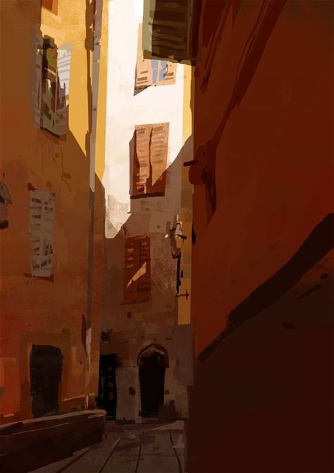 Neil Ross Neil Ross Art, City Backgrounds, Background Study, Environment Painting, Art Of Animation, Light Study, Digital Paintings, Exhibition Display, Architecture Illustration