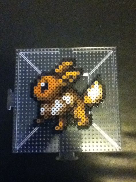 Perler Evee by KaoticTurtle on DeviantArt Pokemon Perler Bead Patterns, Perler Bead Pokemon Patterns, Pokemon Bead, Pokemon Perler Beads, Perler Creations, Pearl Beads Pattern, Melty Bead Patterns, Easy Perler Beads Ideas, Fuse Bead Patterns