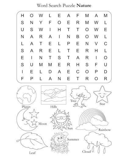 FREE Word Search Puzzle Nature Ingles Kids, Word Puzzles For Kids, Puzzle Food, Free Word Search Puzzles, Kids Word Search, Free Printable Word Searches, Free Word Search, Nature Words, English Worksheets For Kids