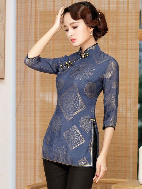 Dress Spring 2023, Qipao Top, Orientation Outfit, Chinese Blouse, Classy Fashion Chic, Cheongsam Top, Chinese Style Dress, Girls Dress Outfits, Qipao Cheongsam