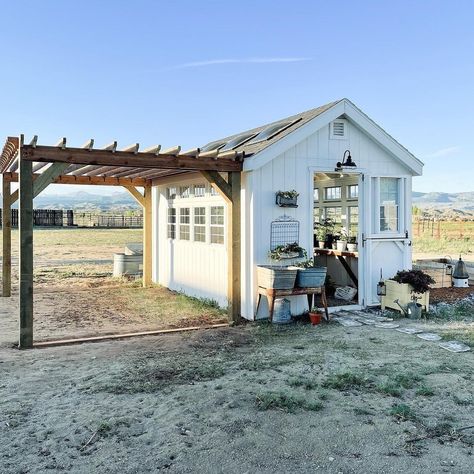 Garden She Shed, She Shed Ideas, Good Morning Saturday, Barns Sheds, Mini Farm, Garden Greenhouse, She Sheds, Diy Shed, Diy Pergola