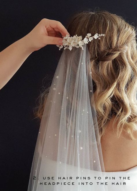 Bridal Veils And Headpieces Ideas, Wedding Veils And Headpieces, Veil And Tiara, Tiara And Veil, Wavy Haircut, Bridal Hair Veil, Wedding Headpieces, Veil Headpiece, Vintage Wedding Hair