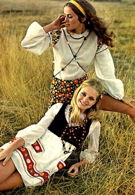 1968-69 folk/peasant look 1960s Outfit Ideas, 60s Fashion Hippie, 1960s Outfit, Fashion Assistant, Vintage Fashion 1960s, Yacht Rock, 1960s Outfits, 60's Style, 60s And 70s Fashion