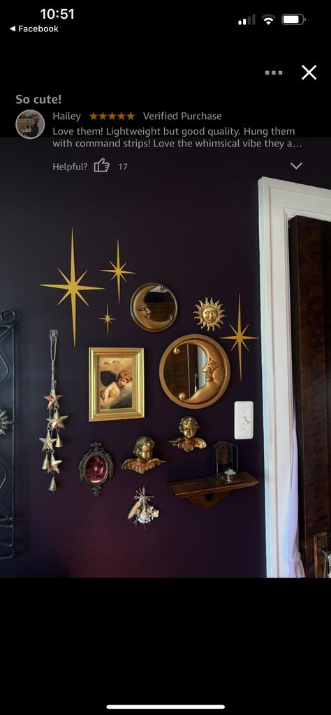 Witchy Gallery Wall Ideas, Celestial Gallery Wall, Witchy Gallery Wall, Celestial Aesthetic Decor, Witchy Apartment Aesthetic, Celestial Room Aesthetic, Witchy Kitchen Aesthetic, Celestial Kitchen, Witchy Apartment