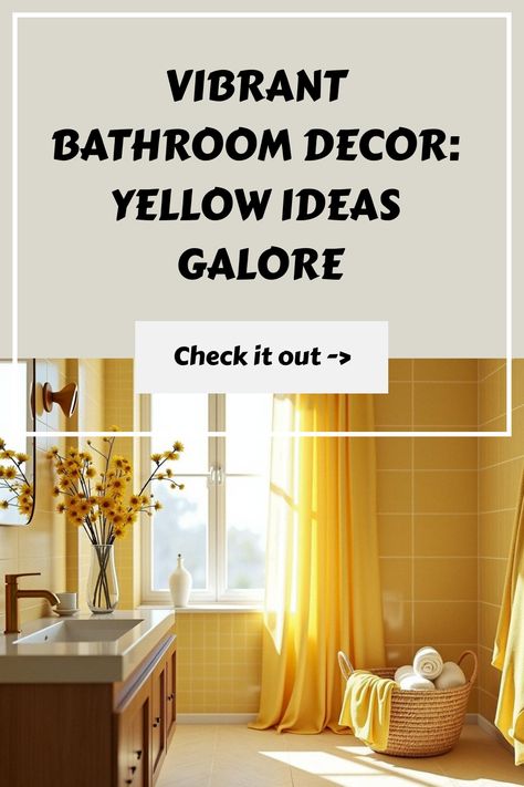 Vibrant Bathroom Decor: Yellow Ideas Galore Yellow Retro Bathroom, Bathroom Decor Yellow, Vibrant Bathroom, Scandinavian Decor Living Room, Stylish Kitchen Decor, Yellow Bathroom Decor, Stylish Shower Curtain, Elegant Bedroom Decor, Sunny Disposition