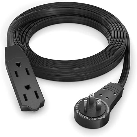 Amazon.com: Maximm Cable 15 Ft 360° Rotating Flat Plug Extension Cord / Wire, 16 AWG Multi 3 Outlet Extension Wire, 3 Prong Grounded Wire - Black - UL Certified : Tools & Home Improvement Outlet Extension, Outdoor Extension Cord, Type A Type B, Hose Hanger, Extension Cords, Usb Outlet, Computer Camera, Wall Plug, Wall Outlets