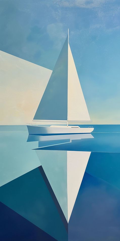 Abstract Ocean Painting, Monochromatic Art, Sailing Art, Sailboat Design, Boat Painting, Body Of Water, Small Canvas Art, Diy Canvas Art Painting, Diy Canvas Art