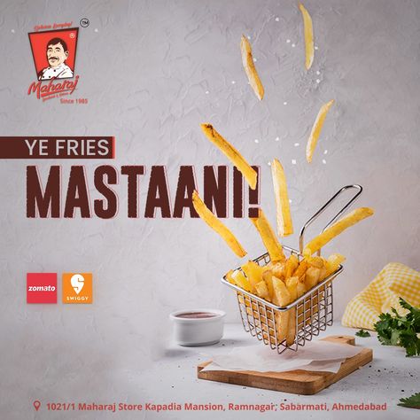 Madhosh kiye jaa! Muje sauce koi khiche, Teri aur liye jaa! . . . #FrenchFries #FriesLand #Fries #JunkFood #ComfortFood #Foodie #EverydayIsFryDay #Foodgasm #MoviePuns #Dialougs #Bollywood #BollywoodMovies #IndianPuns #FoodPuns #Puns #TrendingInIndia #TrendingInAhmedabad #AhmedabadFoodLovers #FoodiesOfAhmedabad #FoodLoversIndia #FoodLoversOfAhmedabad #IndianFoodBloggers #Foodies #FoodBloggersInAhmedabad #Maharaj Fries Creative Ads, French Fries Creative Ads, Movie Puns, French Fries Day, Food Creatives, Food Puns, Food Poster Design, Snack Attack, Ultimate Comfort Food