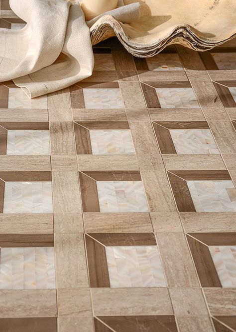 Side image Tile To Wood Transition, Ravenna Mosaics, Wood Floor Finishes, Wood Floor Pattern, New Ravenna, Mosaic Tile Patterns, Mosaic Floor, Flooring Inspiration, Handmade Mosaic