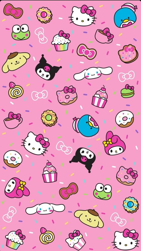 Japanese Plushies, Aesthetic Wallpaper Iphone, Kitty Wallpaper, Hello Kitty Wallpaper, Iphone Wallpapers, Aesthetic Wallpaper, Wallpaper Iphone, Full Hd, Donuts