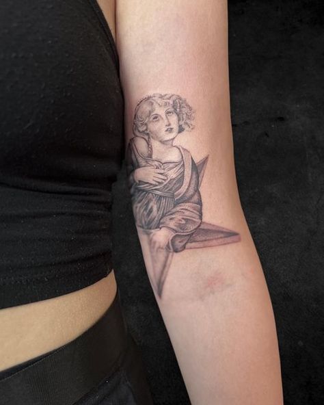 Daphne Flowers on Instagram: "Mellon Collie and the Infinite Sadness. Thank you for the trust and sitting so well for your first!! Really enjoyed working on this @smashingpumpkins’s album art piece. - #fineline #finelinetattoo #3rl #3rltattoo #bngtattoo #blackandgreytattoo #smashingpumpkins #melloncollieandtheinfinitesadness #albumart" Zero Smashing Pumpkins Tattoo, Mellon Collie Tattoo, Mellon Collie And The Infinite Tattoo, Smashing Pumpkins Tattoo Ideas, Pixies Tattoo Band, Neutral Milk Hotel Tattoo, The Cranberries Tattoo, Ruby The Cherry Tattoos, Radio Head Tattoo