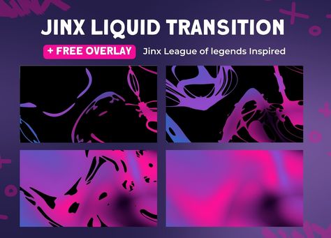 Jinx Background, Jinx Design, Liquid Transition, Arcane Design, Streaming Aesthetic, Overlays Aesthetic, Streamer Aesthetic, Stream Setup, Streaming Overlay