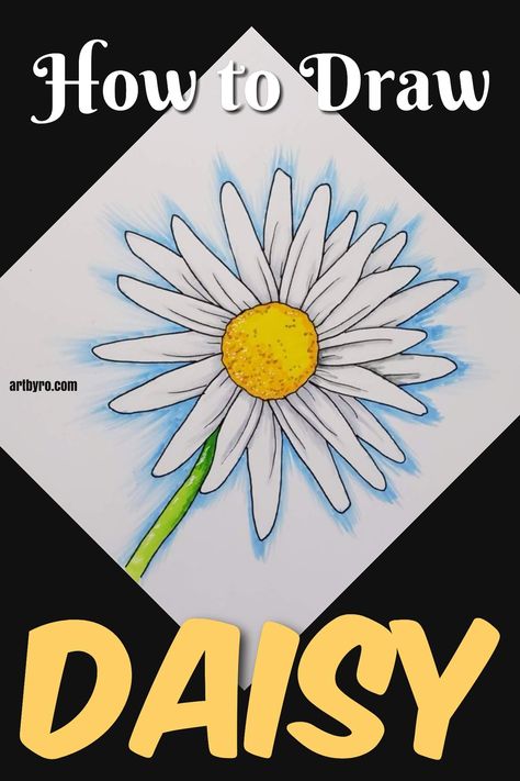 Step by step how to draw a daisy. Easy drawings for beginners. Learn to draw. #drawing #art Draw A Daisy, Step By Step Art, Drawings For Beginners, Daisy Drawing, Types Of Pencils, Composition Drawing, Pitt Artist Pens, Easy Drawings For Beginners, Daisy Art