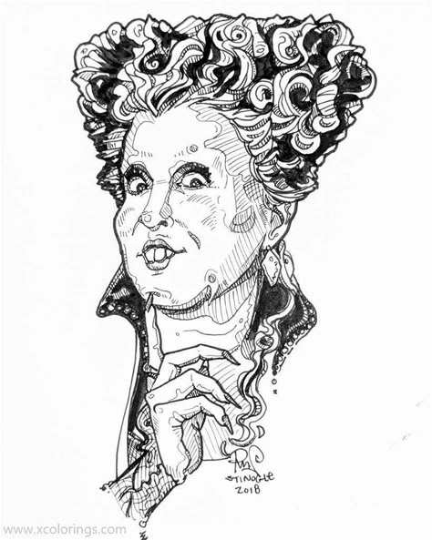 Hocus Pocus Coloring Pages, The Craft Movie, Hocus Pocus Witches, Winifred Sanderson, Color Drawing Art, Pumpkin Coloring Pages, Detailed Coloring Pages, Halloween Painting, Witch Art