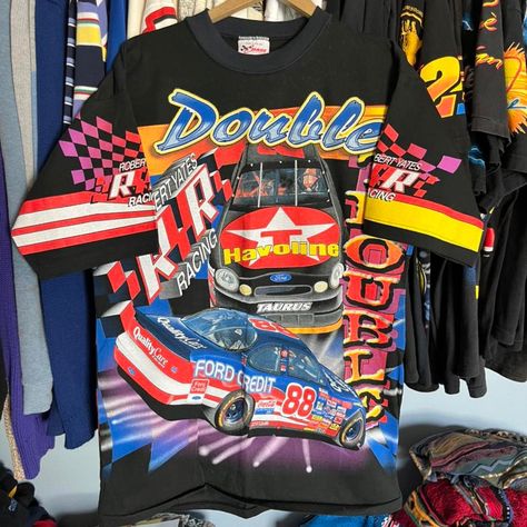 Ford Racing, Shirts Vintage, Junk Drawer, Vintage Clothes, Vintage Pieces, Nascar, All Over Print, Black Red, Tshirt Print