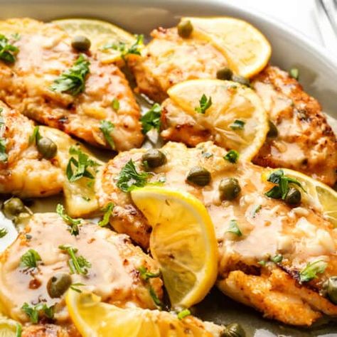 Fish Piccata - Erren's Kitchen Lemon Fish, Lemon Chicken Piccata, Capers Chicken, Low Calorie Chicken, Chicken Piccata Recipe, Ranch Dressing Recipe, One Pan Chicken, 20 Minute Recipes, Chicken Piccata