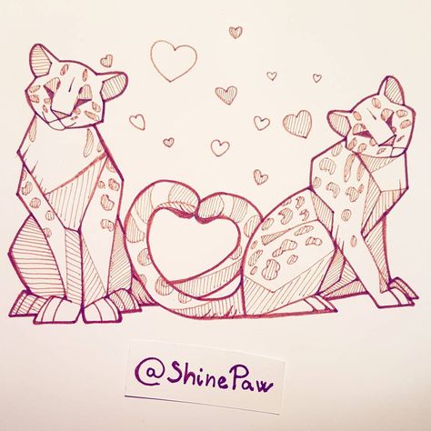 Cute Drawings For Valentines Day, Valentines Day Drawings Art, Happy Valentines Day Drawings, Animal Couple Drawing, Ocelot Drawing, Valentine’s Day Drawing, Valentines Day Drawings Art Ideas, Valentines Day Sketches, Two Cats Drawing