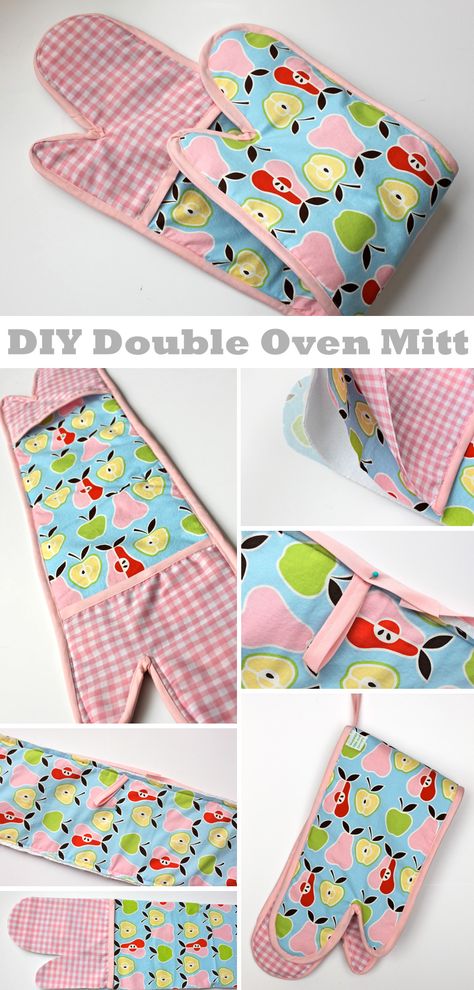 Easy Double Oven Mitt. Free Tutorial Double Oven Gloves Pattern Free, Double Oven Mitt Pattern Free, Oven Gloves Pattern Free, Oven Mitts Pattern Free, Diy Oven Mitts, Potholder Diy, Oven Gloves Pattern, Oven Mitt Pattern, Kids Oven