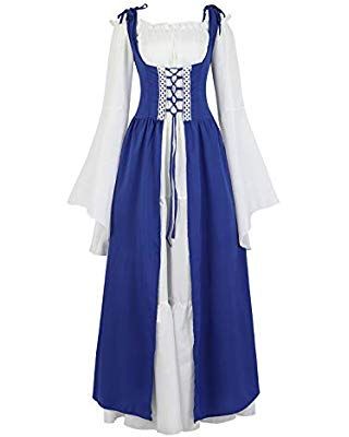 Amazon.com: ROLECOS Womens Royal Vintage Medieval Dresses Lady Satin Gothic Masquerade Dress Purple M: Clothing Peasant Dress Medieval, Medieval Costume Women, Wench Costume, Irish Costumes, Gothic Gowns, Wine Red Dress, Ginger Dress, Fair Outfits, Over Dress