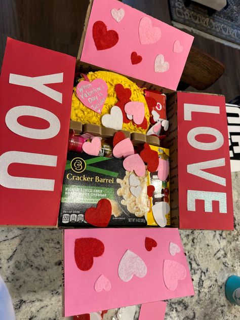 Valentine’s Day Care Package Ideas, Valentine Care Package College, Valentines Care Package, Valentines Day Care Package, College Survival Kit, Rs Activities, Kay Kay, Purple Valentine, Deployment Care Packages