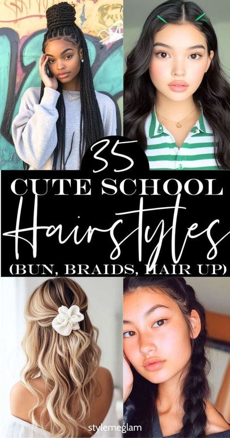 Hair Styles For Pre Teens, School Hairstyles Easy, Back To School Hairstyles Easy, Cute School Hairstyles, Messy Chignon, School Braids, Side Braid With Bun, Long Hair Style, Chic Haircut