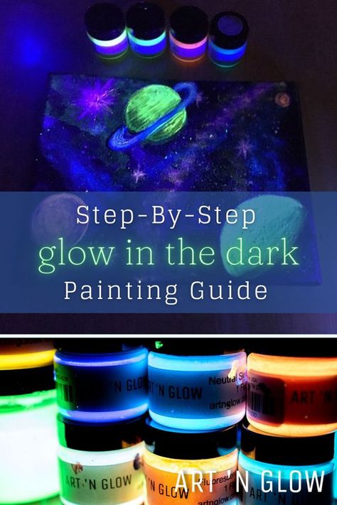 Glow Painting Ideas, Glow In The Dark Artwork, How To Make Glow In The Dark Paint, Diy Glow In The Dark Paint, Glow Art Projects, Glow In The Dark Art Projects, Glow Paint Ideas, Glow Paintings Canvas, Glow In Dark Painting