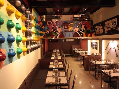 Punjabi Theme Restaurant Interior, Punjabi Theme Restaurant, Punjabi Restaurant Interior, Wall Decor Living Room Apartment, Mexican Restaurant Decor, Cafeteria Design, Modern Coffee Shop, Restaurant Design Inspiration, Modern Restaurant Design