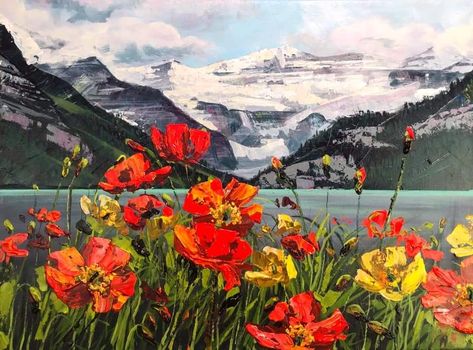 Horizontal Mountain Landscape, Rocky Mountains Painting, Mountain Range Painting, Colorado Painting, Nature Canvas Painting, Mountain Landscape Painting, Elizabeth Anne, Watercolor Mountains, Ghibli Art