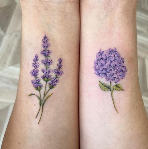 Bundle of Lavender Tattoo Lavender Tattoo Queer, Bundle Of Lavender Tattoo, 2 Flowers Tattoo, Flower Bundle Tattoos, Lavender Haze Tattoo, Purple Flowers Tattoo, Purple Flower Tattoo, Arm Tattoos Color, Ladybird Tattoo