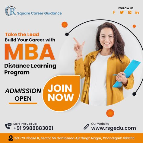 Take the Lead Build Your Career with MBA Distance Learning Program Admission Open Call Us To Get More Information: +91 9988883091 Online Registration-: www.rsgedu.com Office Address: Scf-73, Phase 6, Sector 56, Sahibzada Ajit Singh Nagar, Chandigarh 160055 #MBA #DistanceEducation #RSquareCareerGuidance #MBADistanceLearning #OnlineMBAPrograms #DistanceEducationMBA #TopRankedMBA #FlexibleMBAPrograms #VirtualMBAExperience #MBAOnlineCourses Sahibzada Ajit Singh, Travel Brochure Design, Mba Admission, Online Mba, Admission Open, Distance Education, Online Registration, Career Guidance, Travel Brochure