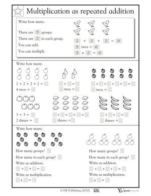 2nd grade math worksheets slide show - Worksheets and Activities - Repeated addition | GreatSchools 3rd Grade Math Worksheets Multiplication, Multiplication As Repeated Addition, Math Worksheets Multiplication, Repeated Addition Worksheets, Repeated Addition Multiplication, Array Worksheets, Multiplication Strategies, Repeated Addition, 3rd Grade Math Worksheets