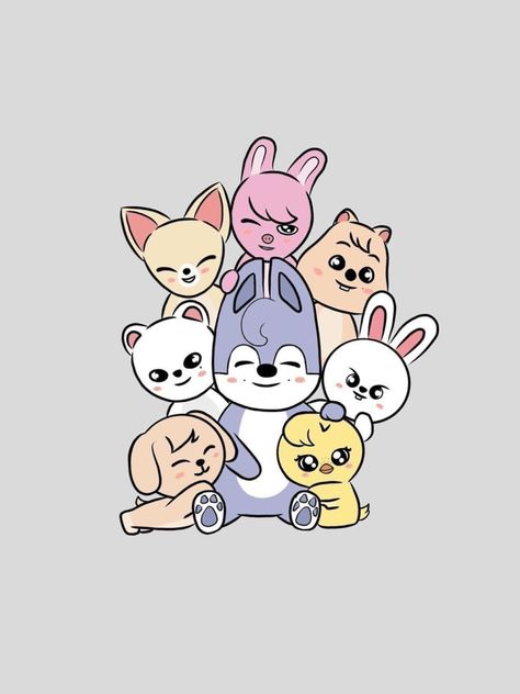 Skz Animals Drawing, Skzoo Transparent Png, Cute Skzoo Wallpaper, Straykids Cartoon, Stray Kids Animals, Stray Kids Plushies, Skz Animals, Skzoo Ot8, Stray Kids Cartoon