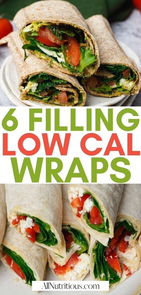 You can enjoy changing up your healthy meal plan when you make these delicious low calorie wraps. This quick low calorie recipe is perfect for when you want to make a healthy low calorie meal you'll love. Low Cal Wraps 300 Calories, Healthy Low Calorie Wraps, Low Calorie Veggie Wraps, Low Calories Wrap, Cheap Low Calorie Lunch, No Cook Low Calorie Meals, Low Cal Easy Lunch, Low Calorie Chicken Wrap Recipes, Low Calorie Lunchbox Ideas