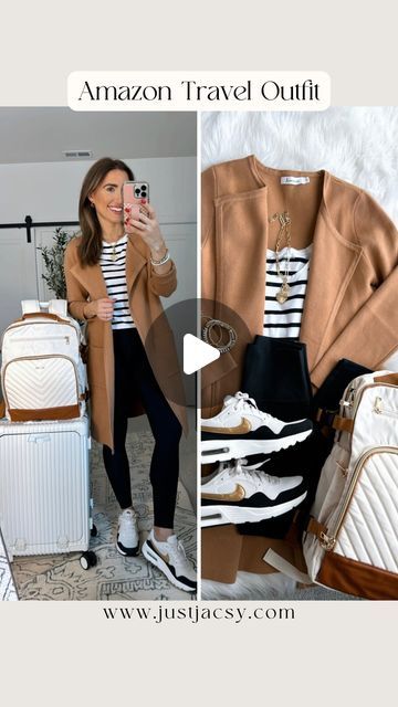 Jacsy Kelsey | Amazon Fashion on Instagram: "✨Amazon Travel Outfit✨c0mment the word “TRAVEL” to receive a direct link to your DMs!

I own this coatigan in 3 colors- it’s a definite closet staple and makes any outfit look elevated🙌🏼 This is color light brown in size XS (I’m 5’2.5”) It’s on sale right now too!!

#traveloutfit #falloutfit #casualoutfit / weekend style, elevated casual outfit, mom outfit, airport outfit" Coatigan Outfit, Elevated Casual Outfit, Outfit Airport, Mom Outfit, Elevated Casual, Amazon Travel, Fall Capsule Wardrobe, Closet Staples, Weekend Style