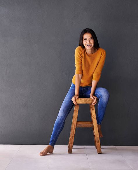 13,929 Woman Stool Stock Photos, Pictures & Royalty-Free Images - iStock Stool Poses, Woman Posing, Miss Match, Gray Wall, Woman Sitting, Figure Poses, Photography Poses Women, Studio Shoot, Free Stock Photos Image