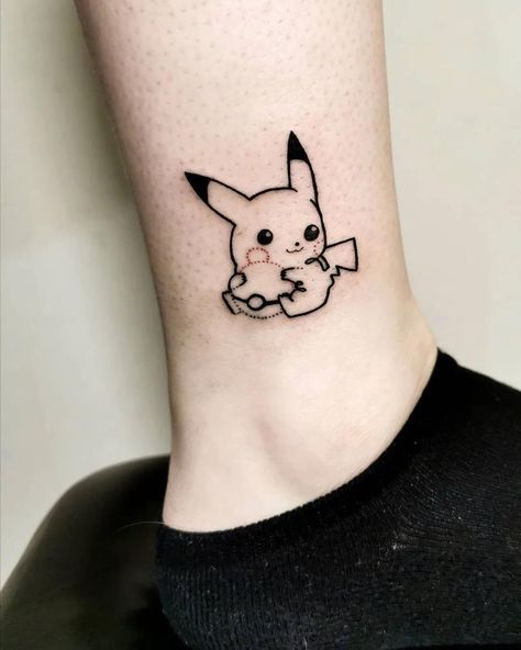 Pikachu tattoo Brenda Tattoo, Pikachu Tattoo Design, Pikachu Background, Unique Tattoos Black Women, Pikachu Tattoo, Pokemon Tattoos, Geek Tattoo, Pokemon Tattoo, Back Of Shoulder Tattoo