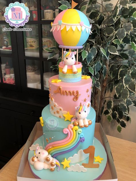 Cake Designs For Baby Girl 1st Birthday, Rainbow Theme Cake 1st Birthdays, Unicorn Themed Birthday Cake, Unicorn Theme Cake Design, Unicorn Cakes For Girls Birthday, Unicorn Princess Cake, Unicorn Birthday Cake Ideas, Cake Unicorn Birthday, Unicorn Fondant Cake