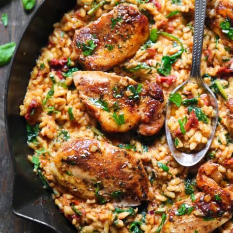 Chicken Risotto - Julia's Album Risotto Recipes Chicken, Spinach Risotto, Rice Risotto, Risotto Dishes, Chicken Risotto, Creamy Rice, Risotto Recipe, Risotto Recipes, Chicken And Rice