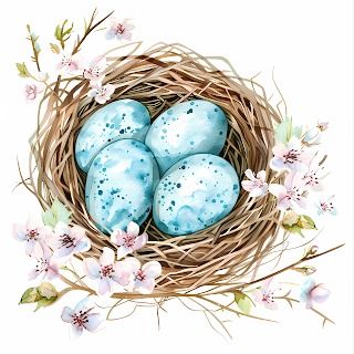 Dishfunctional Designs: Free Printable - Spring Bird's Nest #4 Egg Watercolor, Watercolor Branding, Spring Birds, Egg Designs, Whimsical Illustration, Digital Watercolor, Bird Nest, Merchandise Design, Painting Style