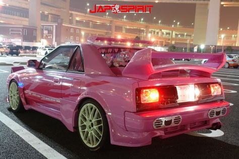 TOYOTA MR2 AW11, Spokon style, stark pink color, Garlish interior, two GT wings (4) Toyota Mr2 Aw11, Aesthetic Car, Toyota Mr2, Car Aesthetic, Pink Car, Car Wallpapers, Car Decor, The Pink, The Road