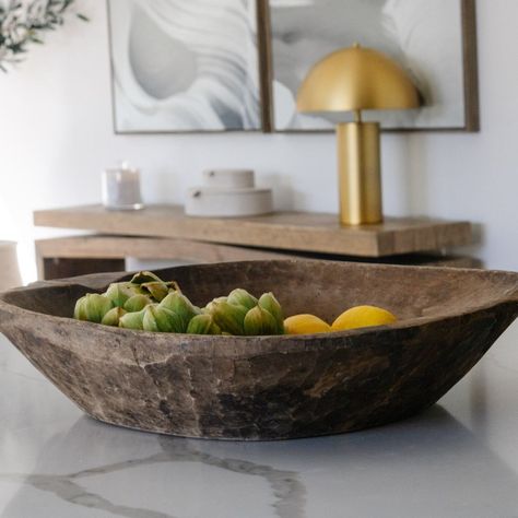 Found Wooden Bowl Wood Fruit Bowl Kitchen, Wooden Bowls Decor Ideas, Meditation House, Kitchen Fruit Bowl, Fruit Bowl Decor, Fruit Bowl Kitchen, Wabi Sabi Furniture, Wabi Sabi Inspiration, Kitchen Style Ideas