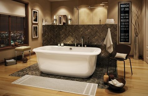 And this in front of that spectacular shower I just pinned. Master Tub, Modern Bathroom Design Ideas, Air Tub, Tiny Stuff, Apartment Decoration, Bath Tubs, Tub Tile, Tile Rug, Steam Showers Bathroom