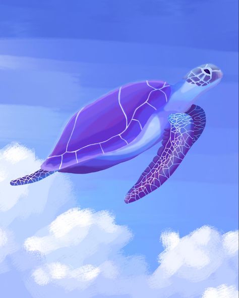 some digital art this time :). a flying purple turle, lost in the clouds Lost In The Clouds, In The Clouds, The Clouds, Floating, Digital Art, Lost, Illustrations, Purple, Animals