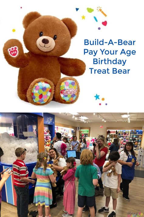 Build-A-Bear Birthday Treat Bear - Pay Your Age! Adopt A Teddy Bear Party, Build A Bear Birthday Party At Home, Diy Build A Bear Party, Build A Bear Party At Home, Build A Bear Birthday Party, Build A Bear Certificate, Build A Bear Box, Candy Bar Poems, Build A Bear Birthday