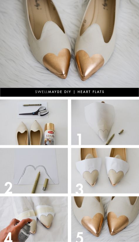 DIY Heart Flats Gamle T Shirts, Shoe Makeover, Diy Heart, 15 Diy, Metal Fashion, Pretty Designs, Diy Shoes, Diy Style, Diy Projects To Try