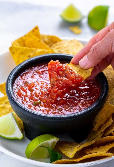 Salsa Recept, Homemade Mexican Salsa, Quick Salsa, Mexican Salsa Recipes, Chips Salsa, Homemade Salsa Recipe, Red Salsa, Mexican Chicken Recipes, Mexican Salsa