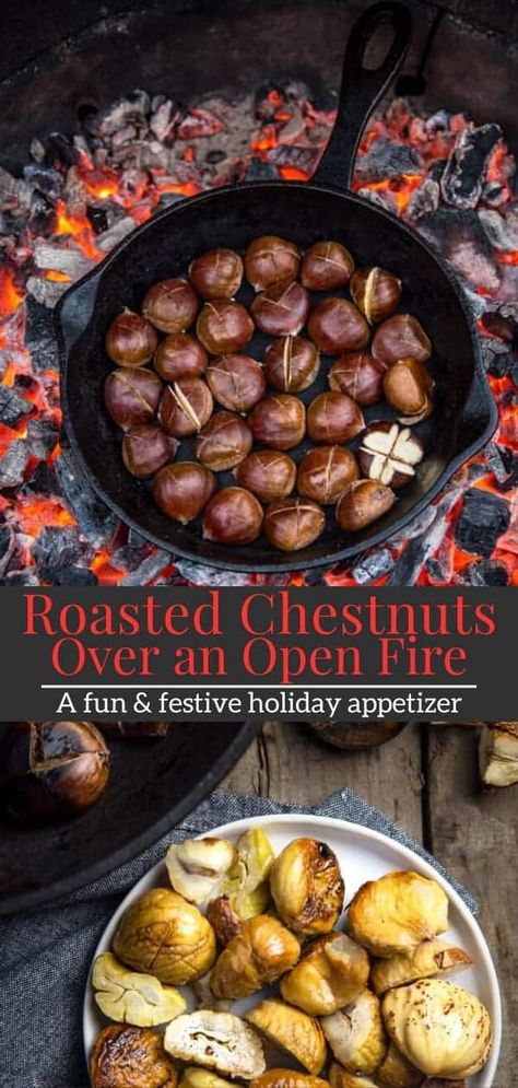 Roasted Chestnuts Recipes, Chestnut Recipes, Grilled Recipes, Grilling Ideas, Finishing Salt, Skillet Recipes, Holiday Appetizer, Fire Food, Vegan Bbq