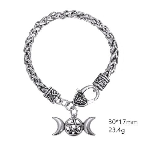 Wicca Pentagram, Goddess Bracelet, Wiccan Necklace, Chain Bracelet For Women, Mens Chain Bracelet, Triple Moon Goddess, Talisman Jewelry, Pagan Jewelry, Triple Moon