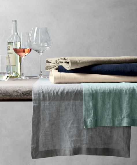 Part of our Helena table linen collection, this dark natural table runner is made of lightweight linen that's been pre-washed for extra softness. Each runner is beautifully tailored with a one-inch hem and mitered corners, and coordinates with other colors in the Helena collection.    Machine wash cold; tumble dry low; warm iron as needed   Do not bleach   Made in India Linen Placemat, Linen Runner, Amity Home, Blue Table Runner, Natural Table, Tafel Decor, Grey Table, Table Runner Pattern, Blue Table