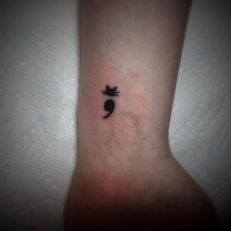 Mental Health Tatoos Ideas, Health Tattoo Ideas, Serotonin Tattoo, Cat Paw Tattoos, Mental Health Tatoos, Paw Tattoos, Awareness Tattoo, Hidden Tattoos, Semicolon Tattoo